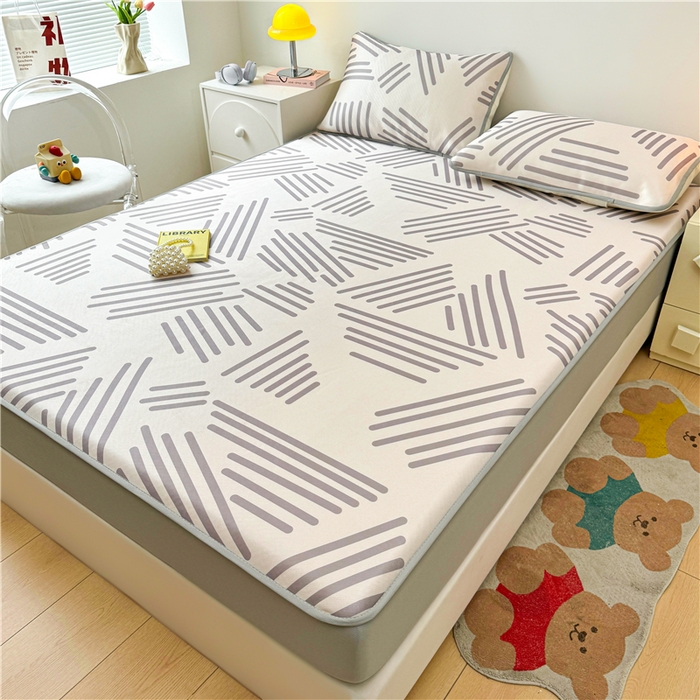 91家纺网 家纺一手货源 找家纺 喜居 2024新款碳光冰丝席床笠款 简约生活