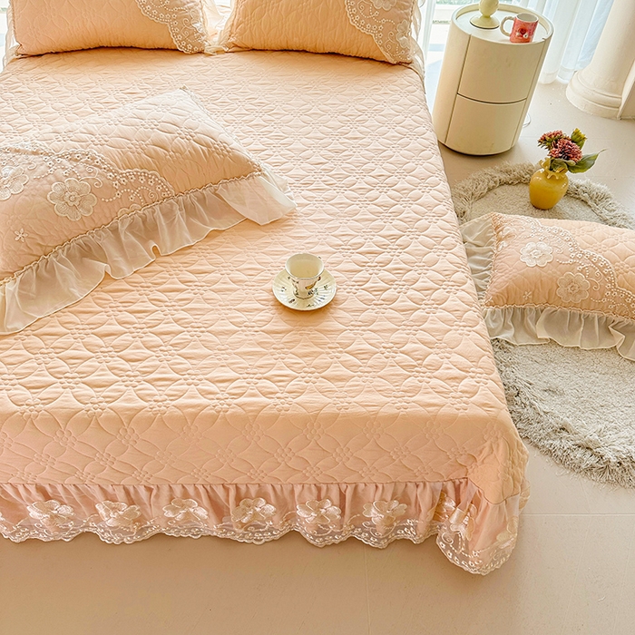 91家纺网 家纺一手货源 找家纺 罗艺轩 2024新款公主风水洗棉全夹棉床盖款三件套-盛宴 盛宴-香槟