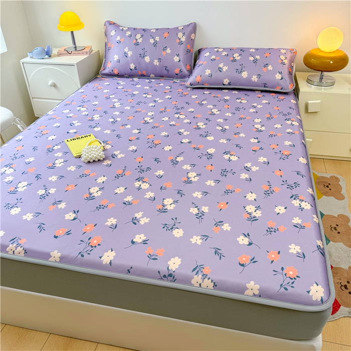 91家纺网 家纺一手货源 找家纺 喜居 2024新款碳光冰丝席床笠款 蔷薇花