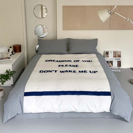 91家纺网 家纺一手货源 找家纺 （总）圆岛家纺 2024新款博主风全棉色织水洗棉拼接毛巾绣四件套