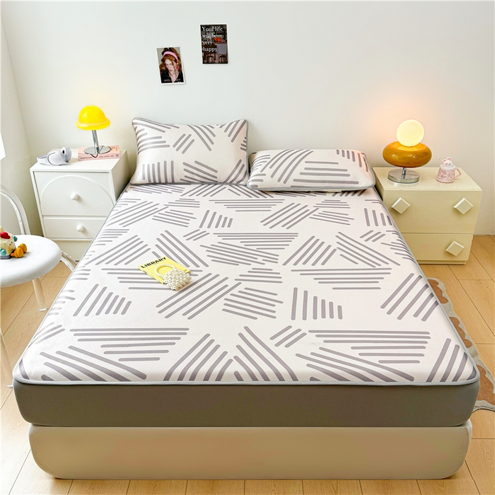 91家纺网 家纺一手货源 找家纺 喜居 2024新款碳光冰丝席床笠款 简约生活