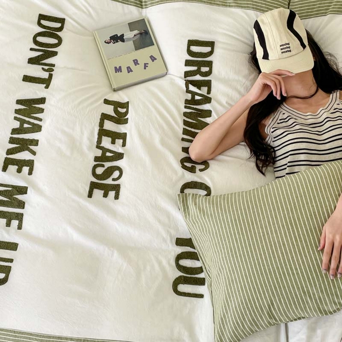 91家纺网 家纺一手货源 找家纺 （总）圆岛家纺 2024新款博主风全棉色织水洗棉拼接毛巾绣四件套