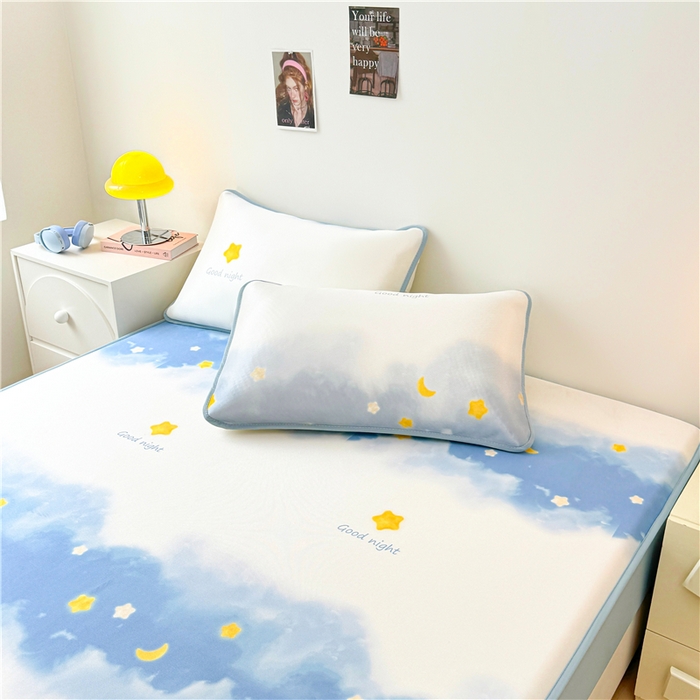 91家纺网 家纺一手货源 找家纺 喜居 2024新款碳光冰丝席床笠款 星河