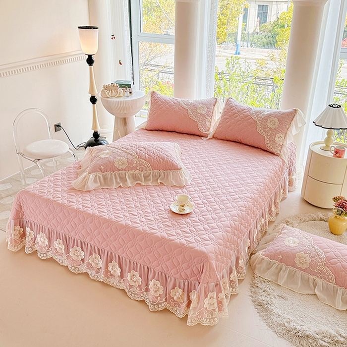 91家纺网 家纺一手货源 找家纺 （总）罗艺轩 2024新款公主风水洗棉全夹棉床盖款三件套-盛宴