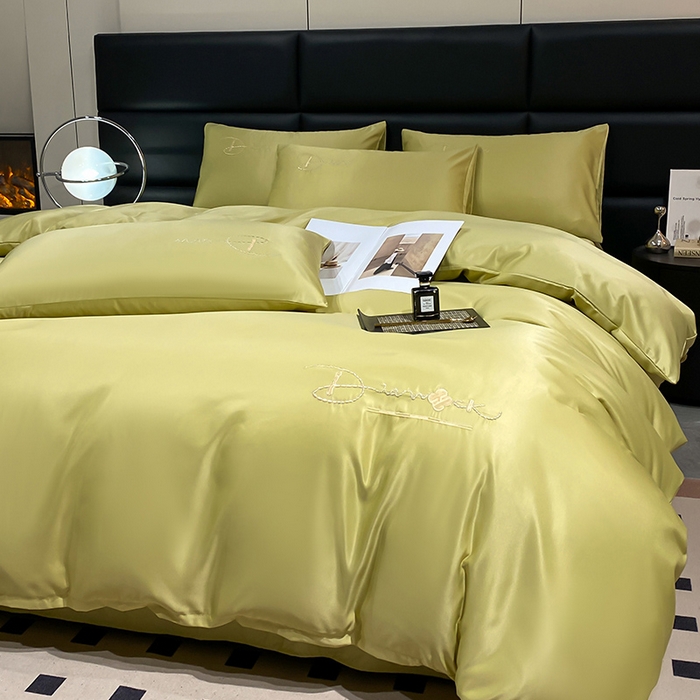 91家纺网 家纺一手货源 找家纺 澳梵 2024新款水洗真丝刺绣四件套 蒂娜-优雅绿