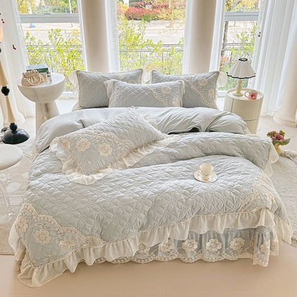 91家纺网 家纺一手货源 找家纺 （总）罗艺轩 2024新款公主风水洗棉全夹棉床盖款四件套-盛宴