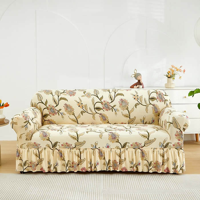 91家纺网 家纺一手货源 找家纺 飞翔家纺 2024新款花边裙摆沙发套 裙摆-花落漫舞