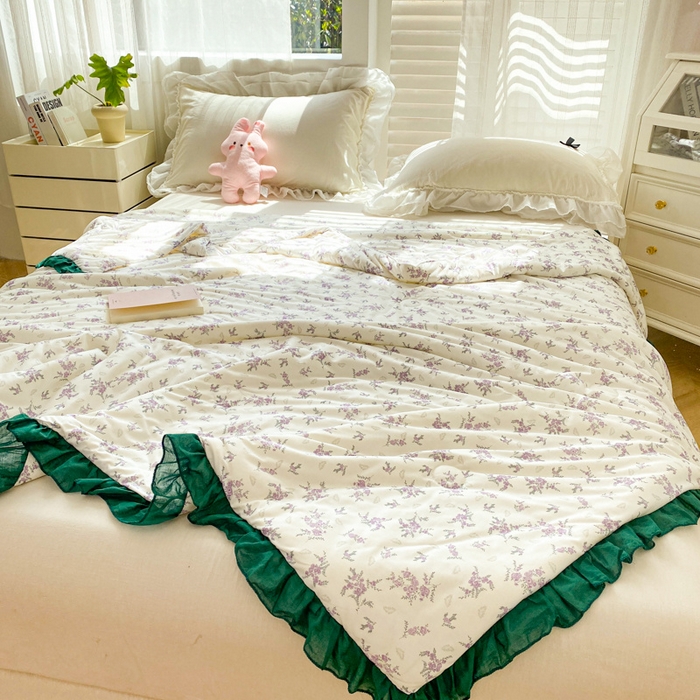 91家纺网 家纺一手货源 找家纺 千朵 2024新款针织棉夏被 紫玥