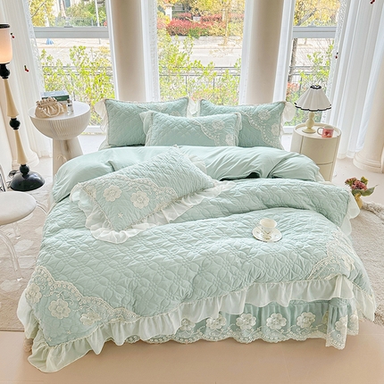 91家纺网 家纺一手货源 找家纺 （总）罗艺轩 2024新款公主风水洗棉全夹棉床盖款四件套-盛宴