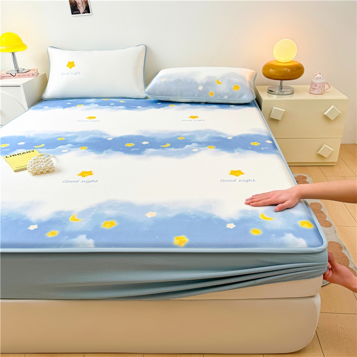 91家纺网 家纺一手货源 找家纺 喜居 2024新款碳光冰丝席床笠款 星河