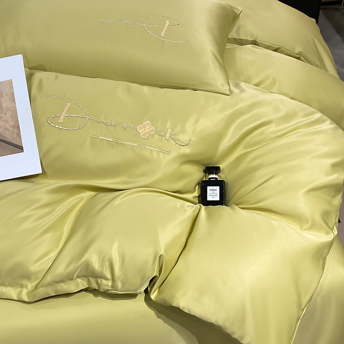 91家纺网 家纺一手货源 找家纺 澳梵 2024新款水洗真丝刺绣四件套 蒂娜-优雅绿