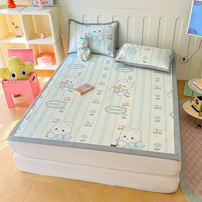 91家纺网 家纺一手货源 找家纺 安哆啦家纺 安哆啦家纺 2024新款A类冰藤印花凉席 花中兔-凉席款