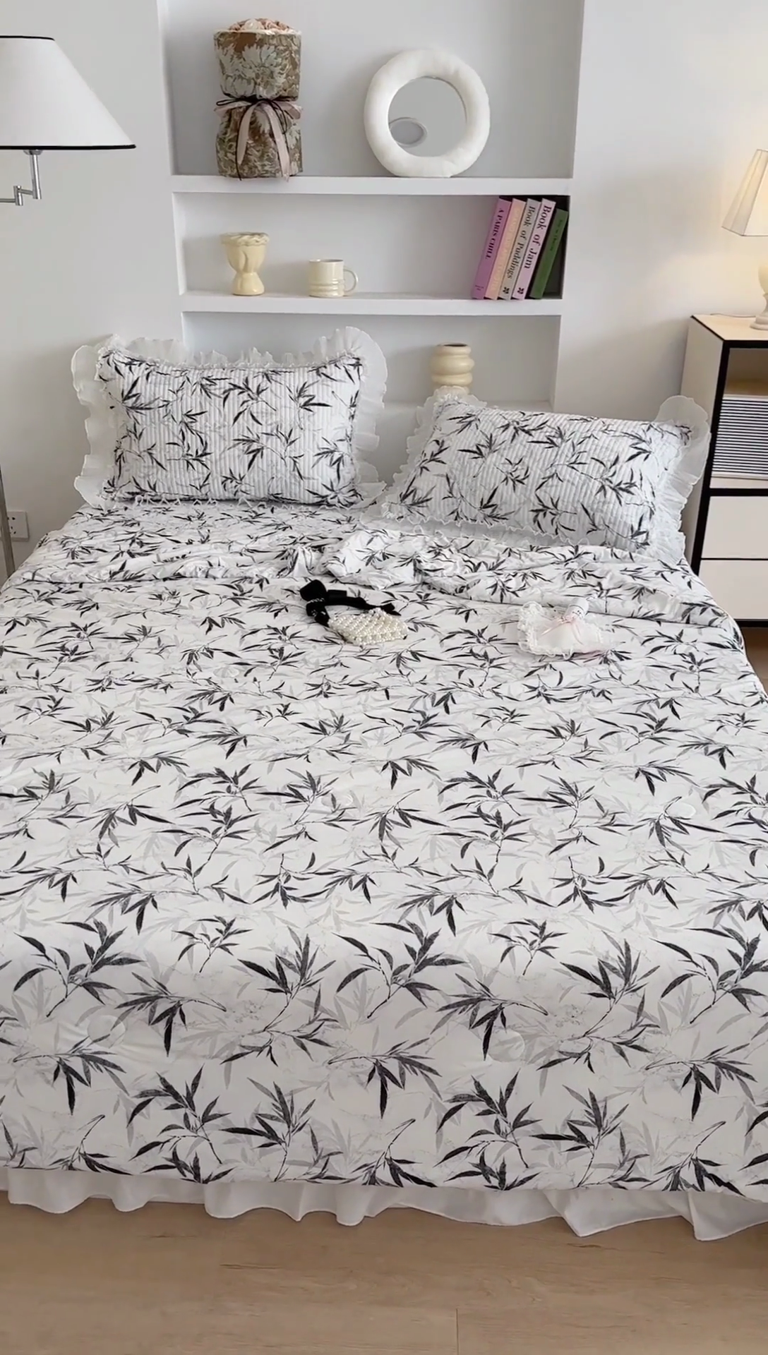 91家纺网 家纺一手货源 找家纺 昔可家纺 2024新款凉感冰皮床盖和同款夏被 国风竹影