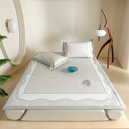 91家纺网 家纺一手货源 找家纺 （总）甜梦 2025新款简欧大板凉感品质7A抗菌防螨印花养生冰丝席系列