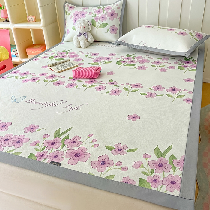 91家纺网 家纺一手货源 找家纺 安哆啦家纺 安哆啦家纺 2024新款A类冰藤印花凉席 浪漫花语-凉席款