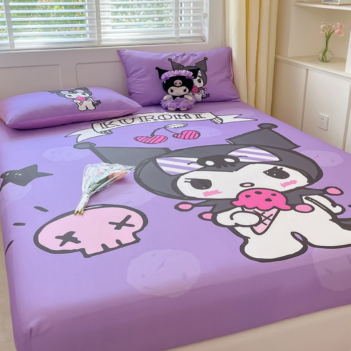 91家纺网 家纺一手货源 找家纺 金爱家 2024新款全棉三丽鸥正版大版单品床笠 贪吃库洛米