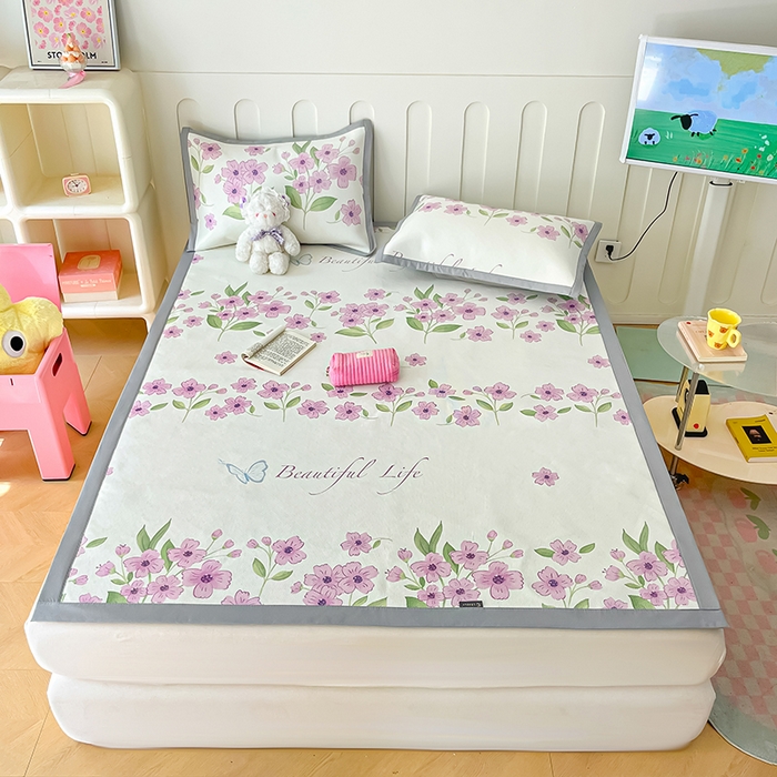 91家纺网 家纺一手货源 找家纺 安哆啦家纺 安哆啦家纺 2024新款A类冰藤印花凉席 浪漫花语-凉席款