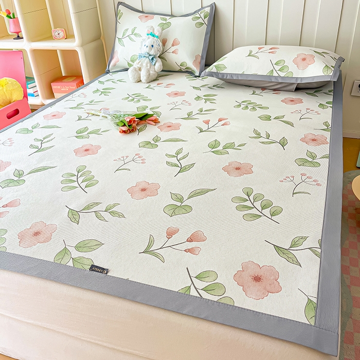 91家纺网 家纺一手货源 找家纺 安哆啦家纺 安哆啦家纺 2024新款A类冰藤印花凉席 花丛间-凉席款