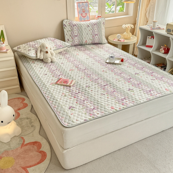 91家纺网 家纺一手货源 找家纺 简宜家居（朝初家纺） 2025新款凉感丝平铺席 紫藤花花