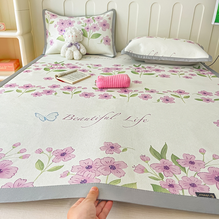 91家纺网 家纺一手货源 找家纺 安哆啦家纺 安哆啦家纺 2024新款A类冰藤印花凉席 浪漫花语-凉席款