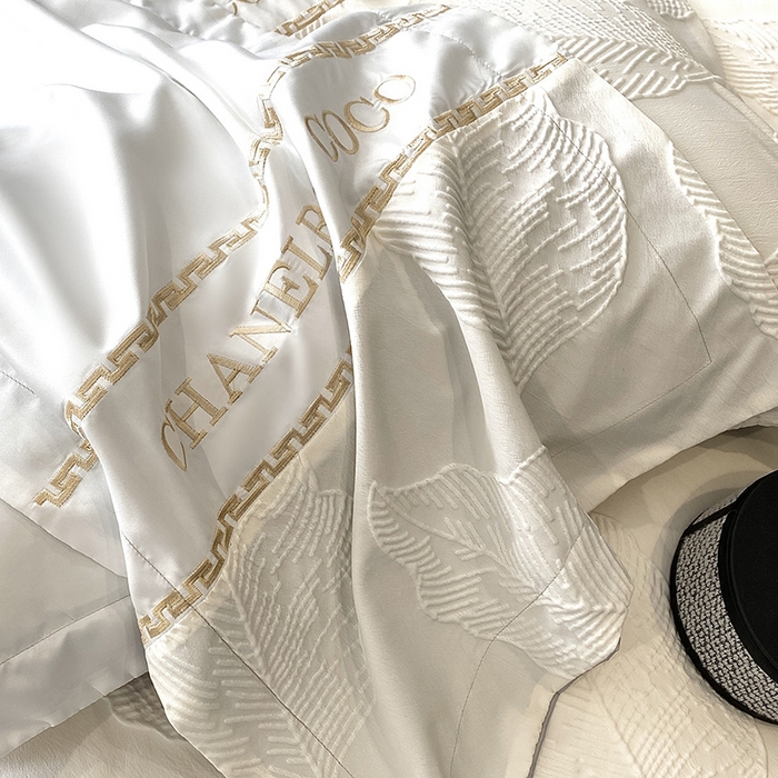 91家纺网 家纺一手货源 找家纺 优悦生活馆 2024新款新款冰丝绣花四件套-莫奈花园 莫奈花园-白灰