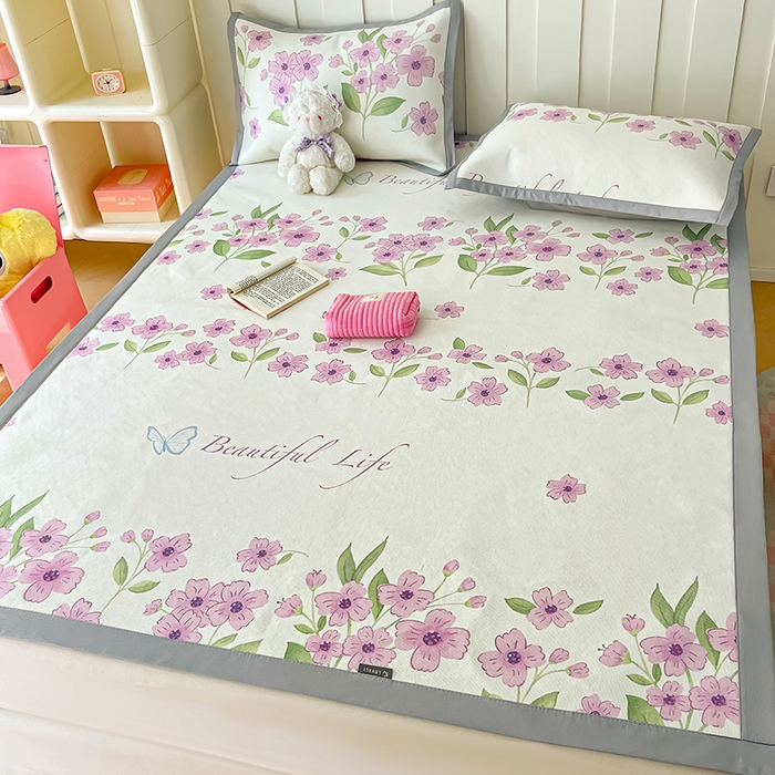 91家纺网 家纺一手货源 找家纺 安哆啦家纺 安哆啦家纺 2024新款A类冰藤印花凉席 浪漫花语-凉席款