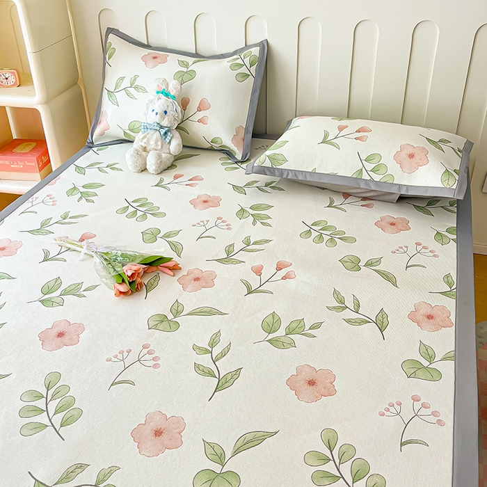 91家纺网 家纺一手货源 找家纺 安哆啦家纺 安哆啦家纺 2024新款A类冰藤印花凉席 花丛间-凉席款