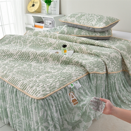 91家纺网 家纺一手货源 找家纺 （总）布卢姆床垫2025新款5mm印花乳胶凉席凉感丝席床裙款