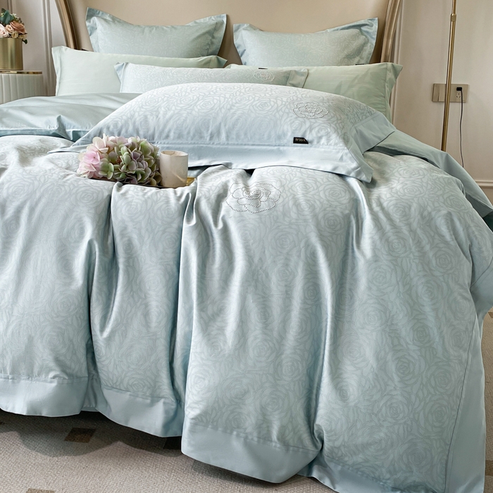 91家纺网 家纺一手货源 找家纺 （总）品家居 2025新款长绒棉宽边印花四件套-邂逅