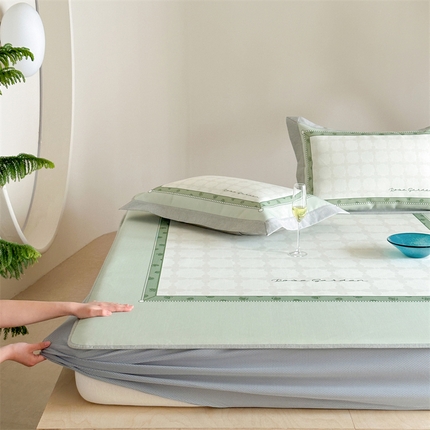 91家纺网 家纺一手货源 找家纺 （总）甜梦 2025新款简欧大板凉感品质7A抗菌防螨印花养生冰丝席系列