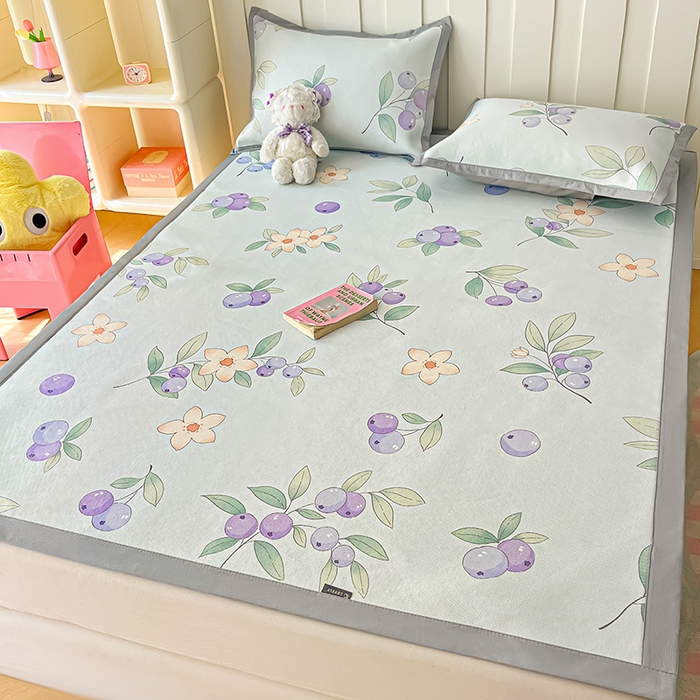 91家纺网 家纺一手货源 找家纺 安哆啦家纺 安哆啦家纺 2024新款A类冰藤印花凉席 蓝莓-凉席款