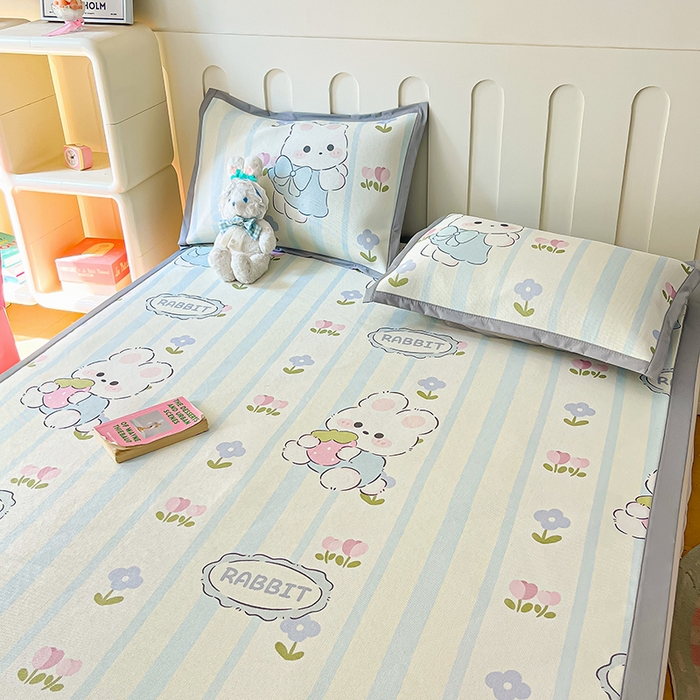 91家纺网 家纺一手货源 找家纺 安哆啦家纺 安哆啦家纺 2024新款A类冰藤印花凉席 花中兔-凉席款