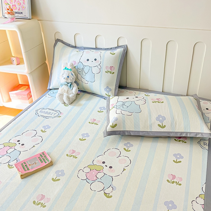 91家纺网 家纺一手货源 找家纺 安哆啦家纺 安哆啦家纺 2024新款A类冰藤印花凉席 花中兔-凉席款