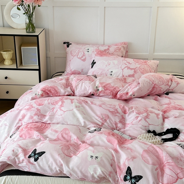 91家纺网 家纺一手货源 找家纺 （总）昔可家纺 2024新款亲肤舒适晕染四件套--蝴蝶系列