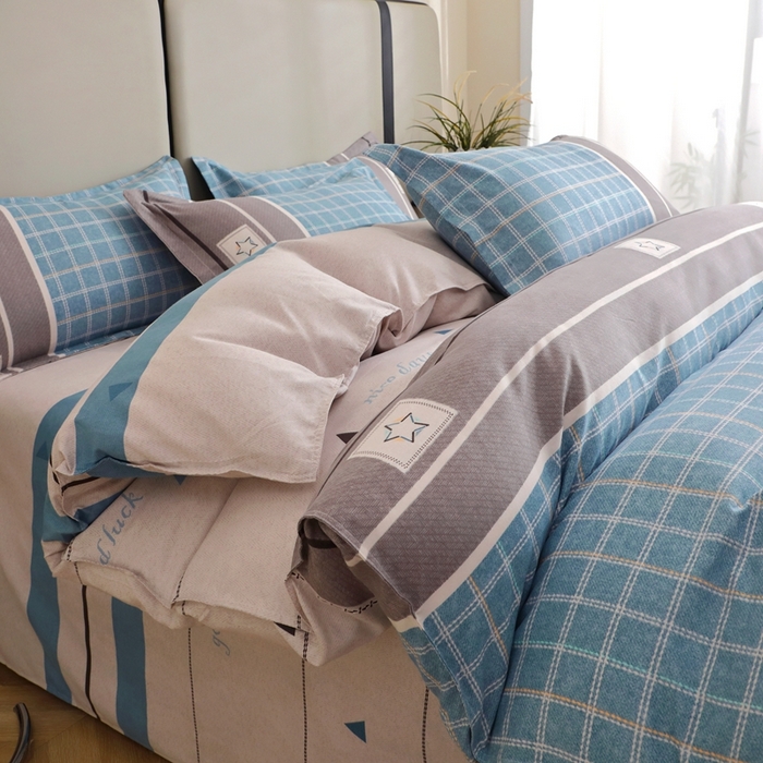 91家纺网 家纺一手货源 找家纺 北部居 2025新款加厚化纤四件套 随心所想-蓝