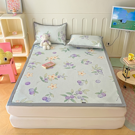 安哆啦家纺 2024新款A类冰藤印花凉席 蓝莓-凉席款