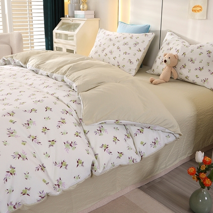 91家纺网 家纺一手货源 找家纺 金牛枕芯 2024新款亲肤舒适提花泡泡棉四件套 秘境