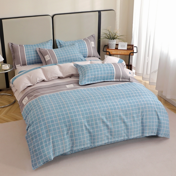 91家纺网 家纺一手货源 找家纺 北部居 2025新款加厚化纤四件套 随心所想-蓝