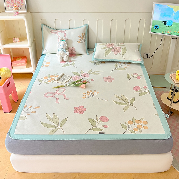 91家纺网 家纺一手货源 找家纺 安哆啦家纺 安哆啦家纺 2024新款A类冰藤印花凉席 蝶恋花-床笠款