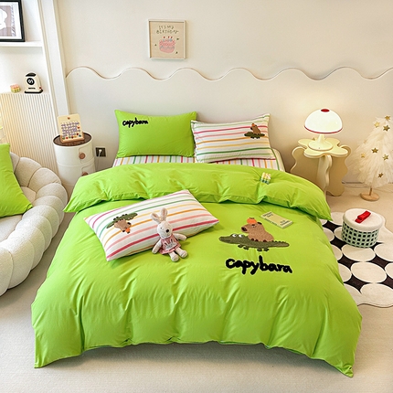 91家纺网 家纺一手货源 找家纺 （总）其奥家纺 2025新款毛巾绣全棉四件套纯棉学生三件套