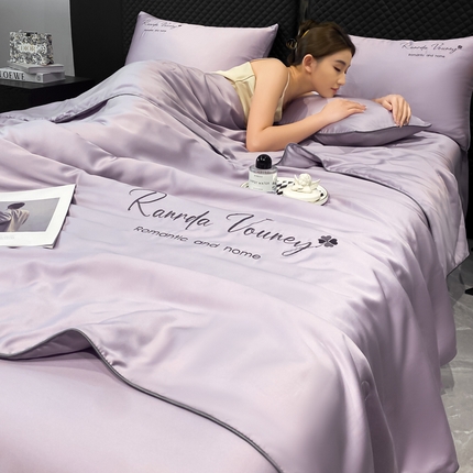 91家纺网 家纺一手货源 找家纺 （总）绘萱家居 2025爆款绣花水洗天丝夏被四件套水洗真丝夏被冰丝夏凉被空调被-梵宝