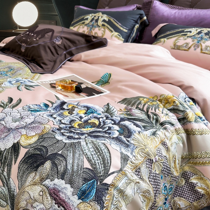 91家纺网 家纺一手货源 找家纺 （总）至爱今生 2024新款100支全棉色织提花四件套 伊甸园