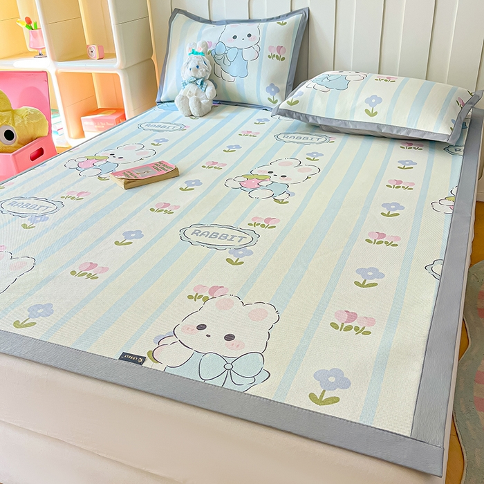 91家纺网 家纺一手货源 找家纺 安哆啦家纺 安哆啦家纺 2024新款A类冰藤印花凉席 花中兔-凉席款