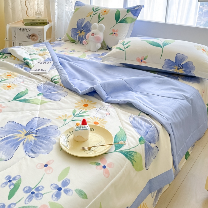 91家纺网 家纺一手货源 找家纺 菲梵家纺 2025春夏新品A类全棉喷气印花夏被 被子被芯 爱恋