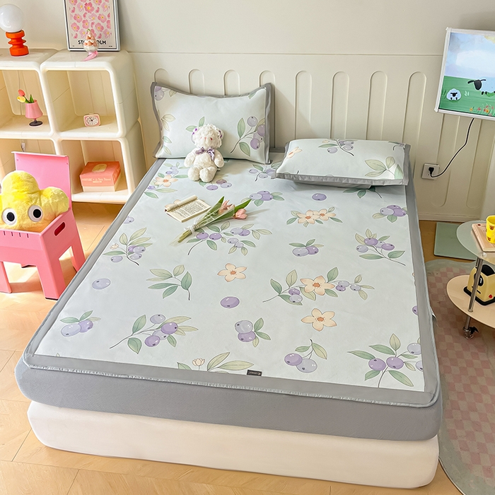 91家纺网 家纺一手货源 找家纺 安哆啦家纺 安哆啦家纺 2024新款A类冰藤印花凉席 蓝莓-床笠款