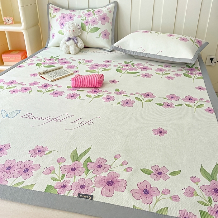 91家纺网 家纺一手货源 找家纺 安哆啦家纺 安哆啦家纺 2024新款A类冰藤印花凉席 浪漫花语-凉席款