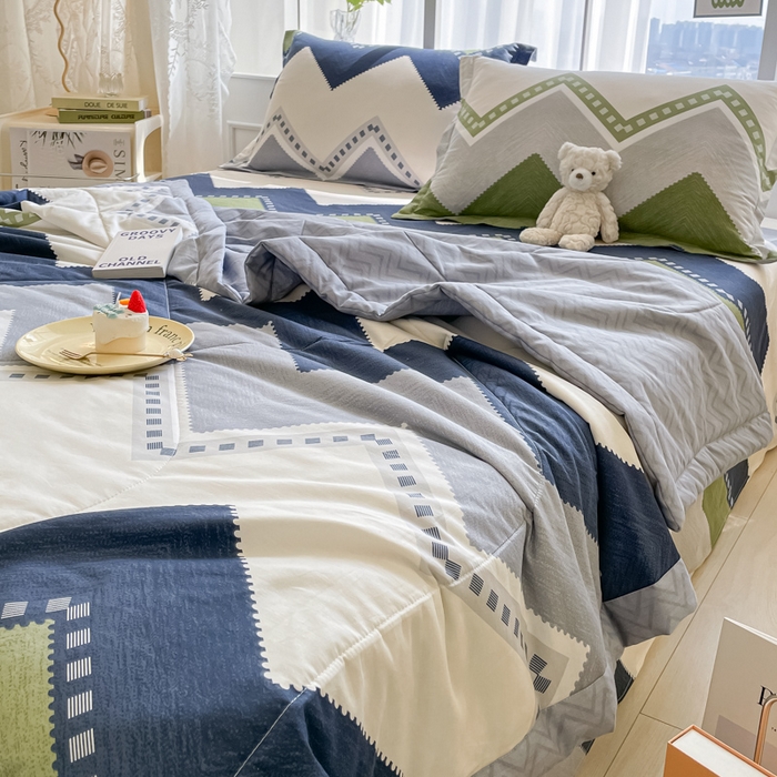 91家纺网 家纺一手货源 找家纺 菲梵家纺 2025春夏新品A类全棉喷气印花夏被 被子被芯 莱赛尔