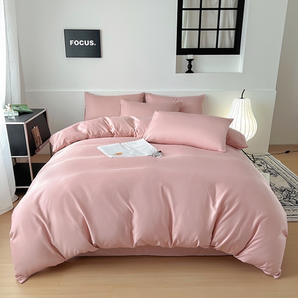 91家纺网 家纺一手货源 找家纺 （总）百寐家纺 2024新款水洗真丝纯色双拼轻奢四件套