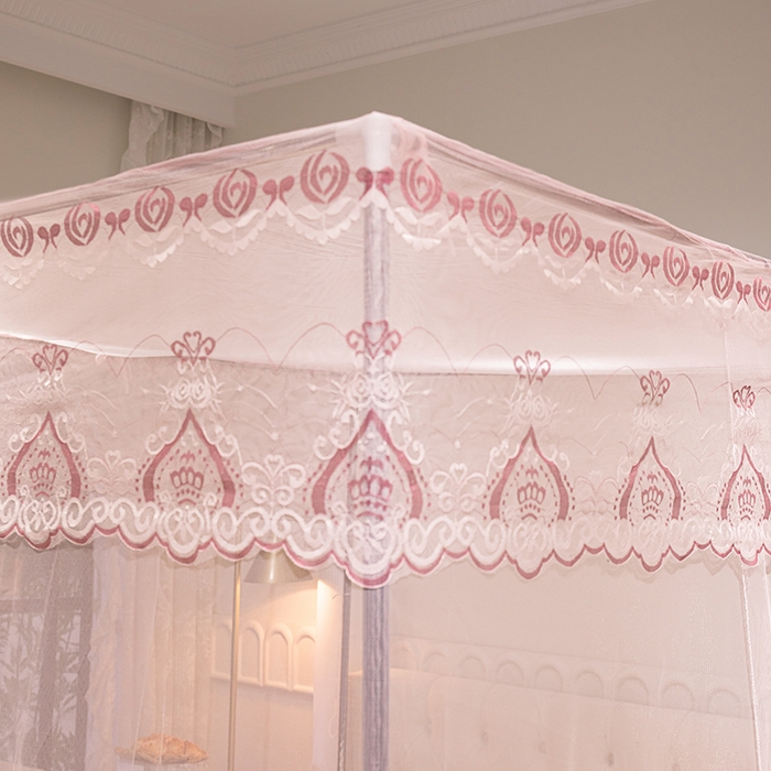 91家纺网 家纺一手货源 找家纺 千逸虹 2024年新款宫廷款落地蚊帐 玉色