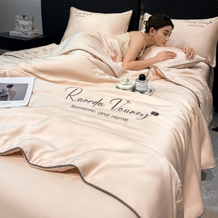 91家纺网 家纺一手货源 找家纺 （总）绘萱家居 2025爆款绣花水洗天丝夏被四件套水洗真丝夏被冰丝夏凉被空调被-梵宝